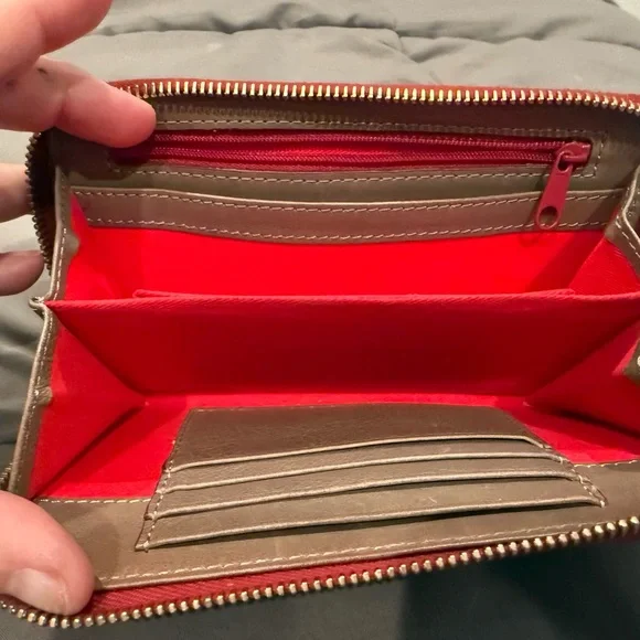 Dooney & Bourke Tan Wallet with Red Accents - Picture 3 of 3